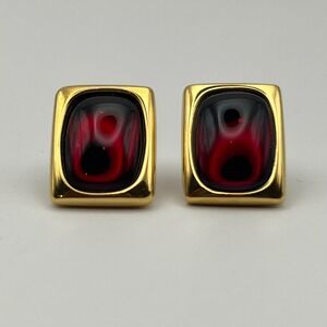 Monet Gold and Red Earrings